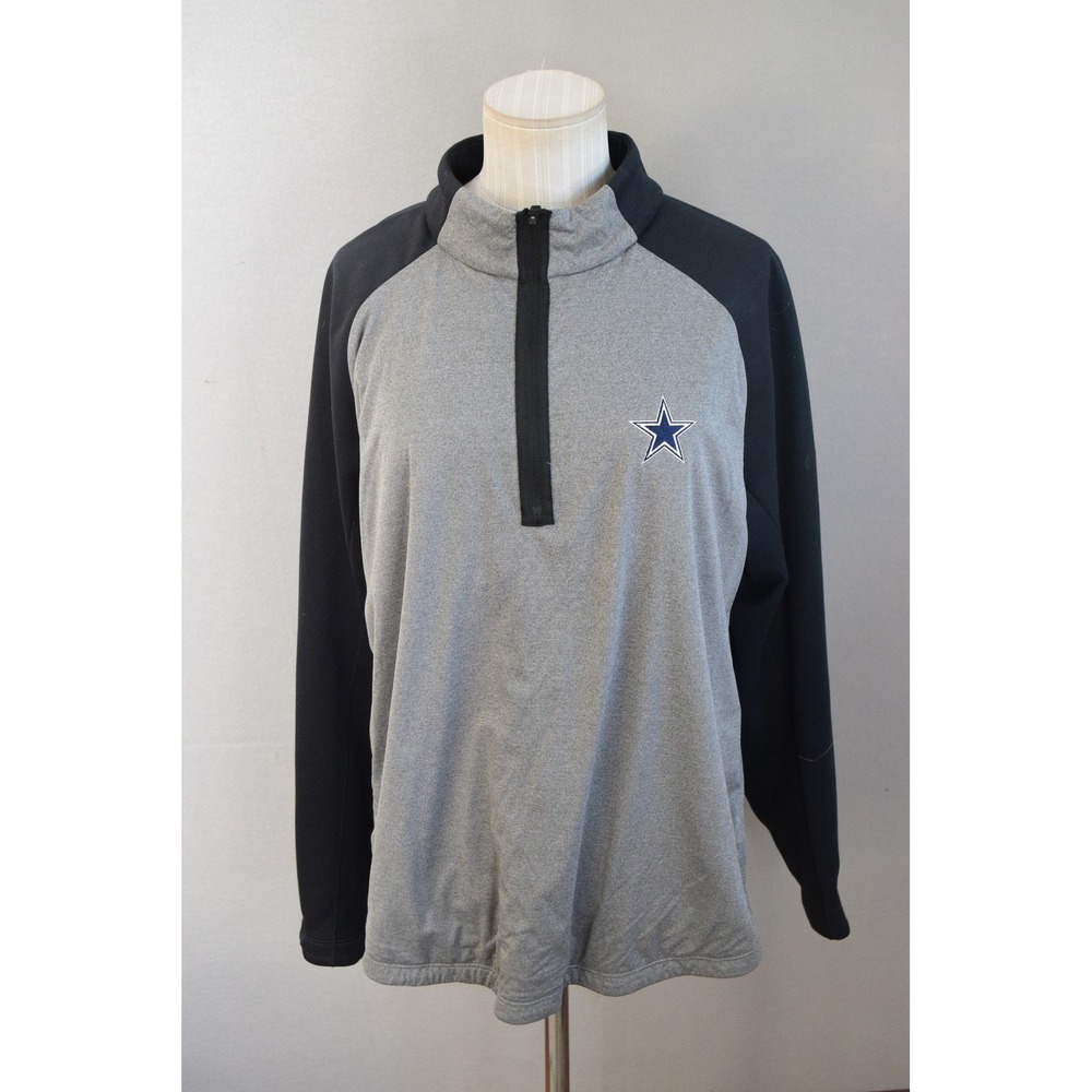 Nike Golf Pullover Large Grey Black Dallas Cowboys Aerolayer 1/4 Zip Mens Jacket